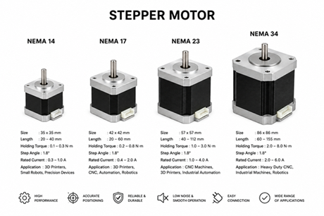 Stepper Motor(Nema-14, Nema-17, Nema-23, Nema-34)